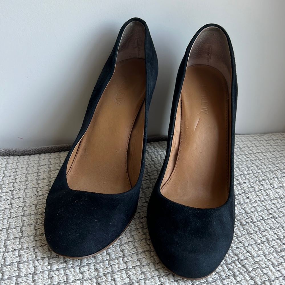 J crew stiletto shoes black suede  6 1/2